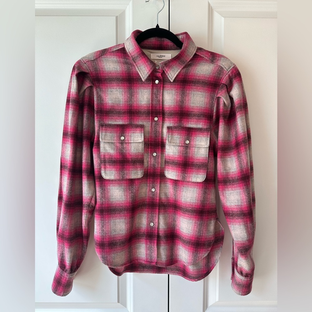 Isabel Marant Etoile Reosi Plaid Button-Down Top Size 34/2